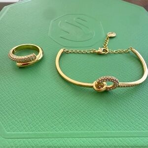 Swarovski Gold and Silver Bracelet and Ring Set